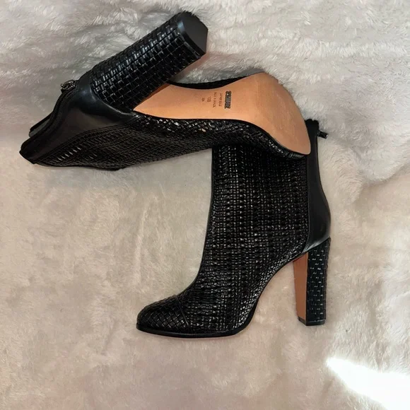 Schutz Black Textured Heeled Boots. NWOT - Picture 5 of 6